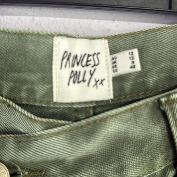 Princess Polly Women Button Fly Denim Olive Straight Jeans Size 8 - Picture 8 of 9